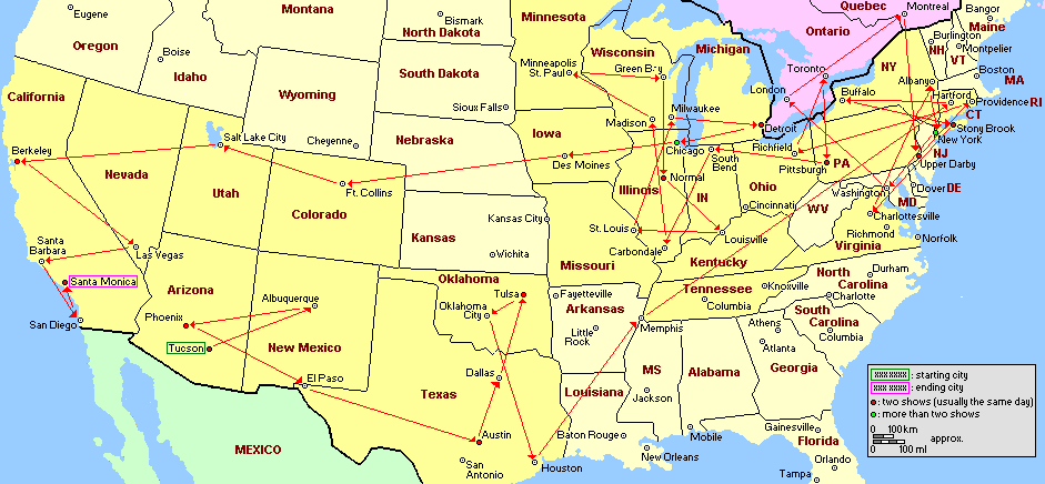Itinerary - 1980 2nd North American Tour