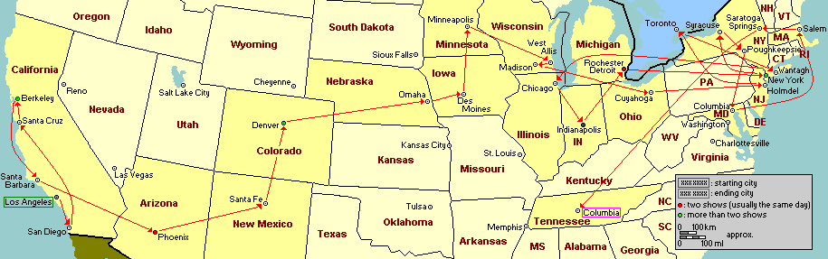 Itinerary - 1984 First North American Tour